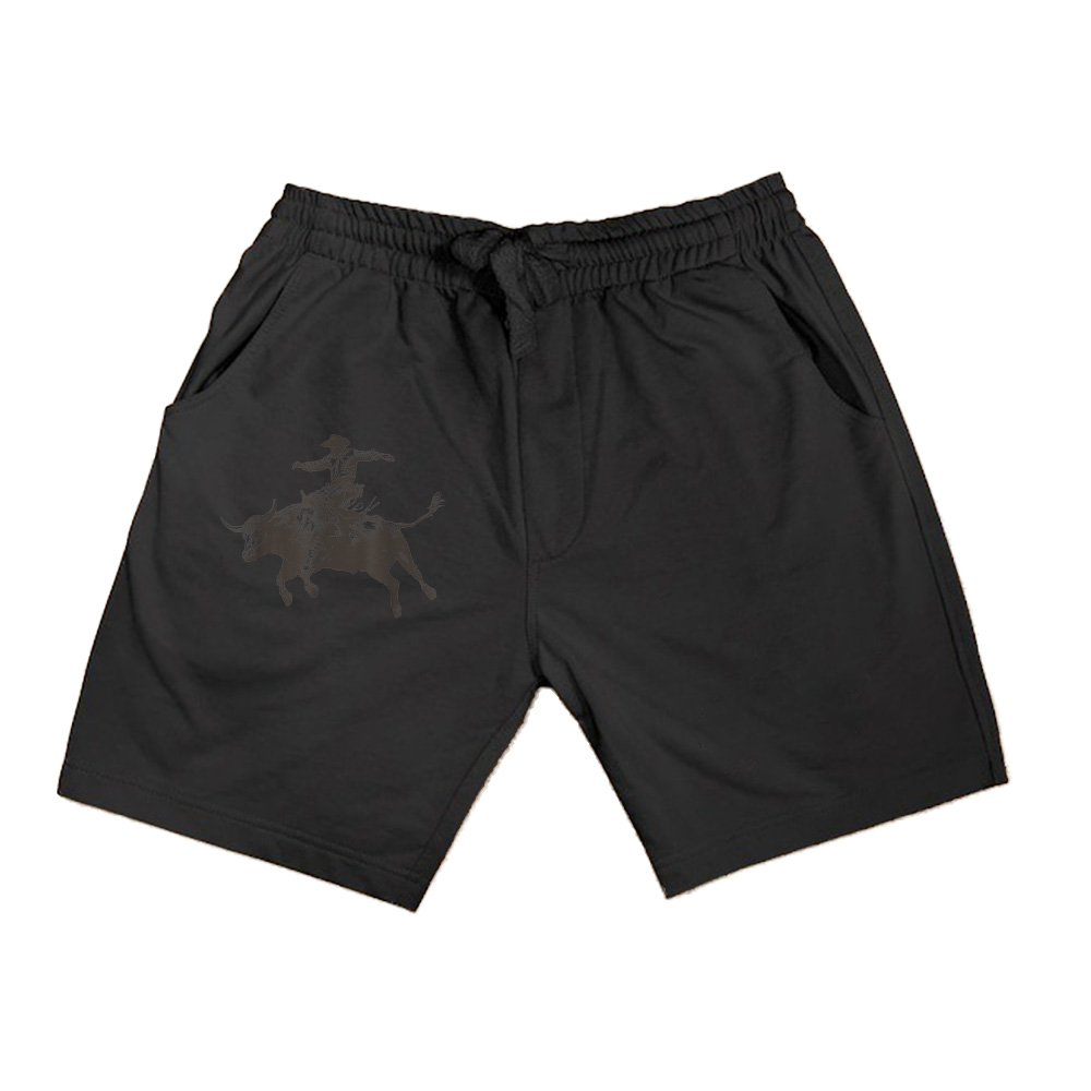 Grey Cowboy Riding Bull Shorts
