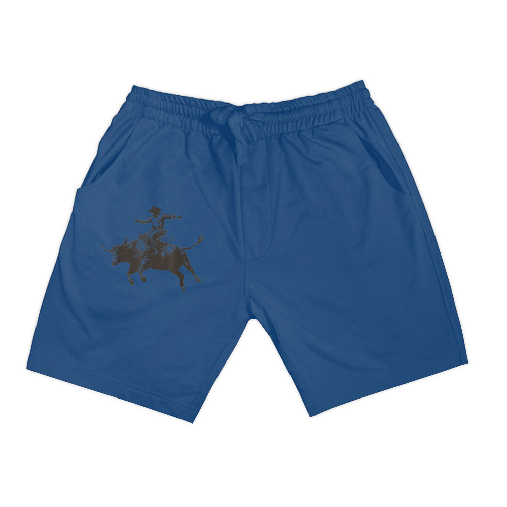 Grey Cowboy Riding Bull Shorts - Image 4