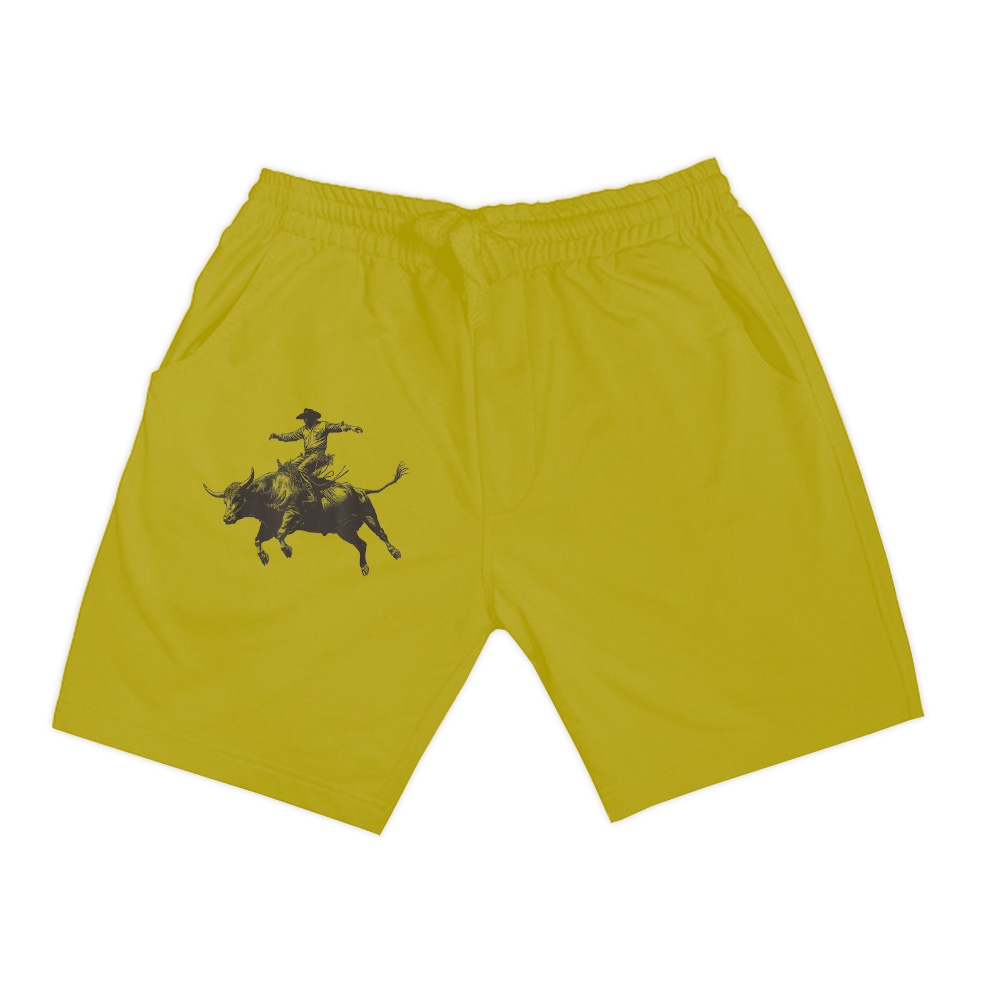 Grey Cowboy Riding Bull Shorts - Image 6