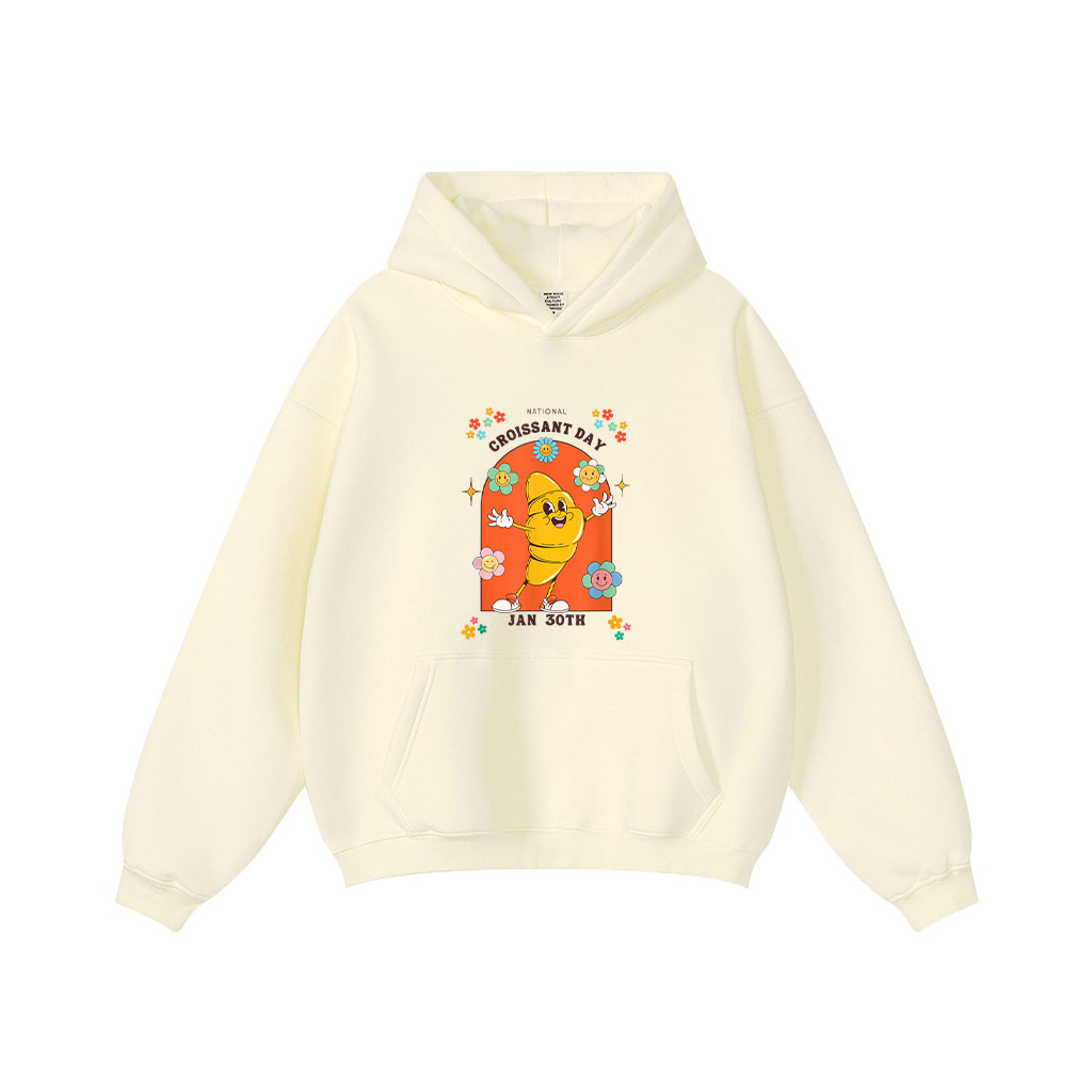 Groovy Retro National Croissant Day Baking Pastry Foodie Hoodie