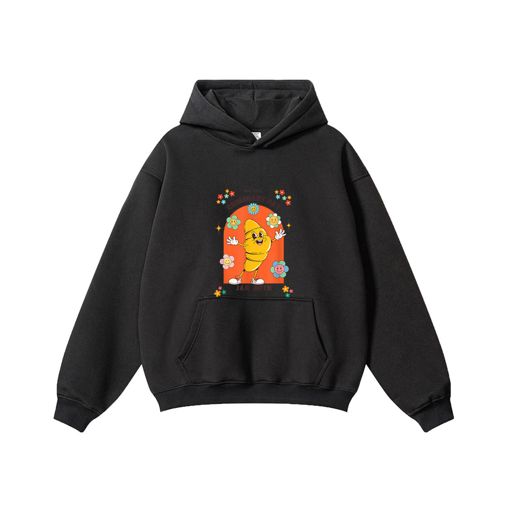 Groovy Retro National Croissant Day Baking Pastry Foodie Hoodie - Image 3