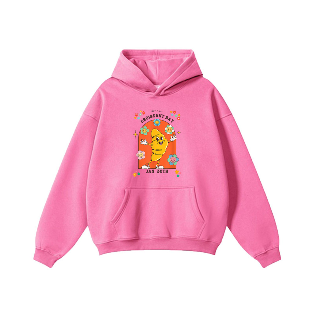 Groovy Retro National Croissant Day Baking Pastry Foodie Hoodie - Image 6