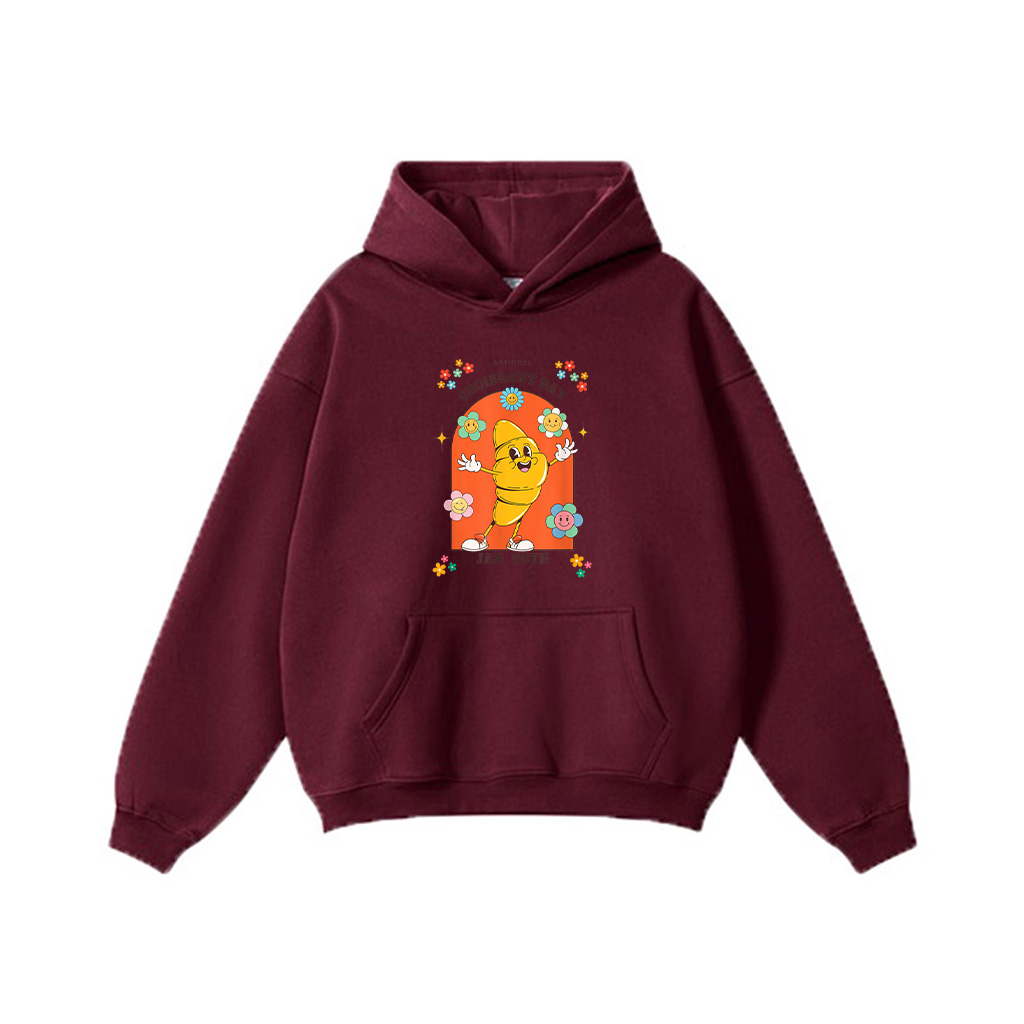 Groovy Retro National Croissant Day Baking Pastry Foodie Hoodie - Image 7