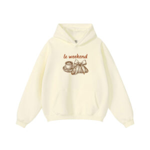 Le Weekend Coquette Bow Croissant Coffee Premium Hoodie