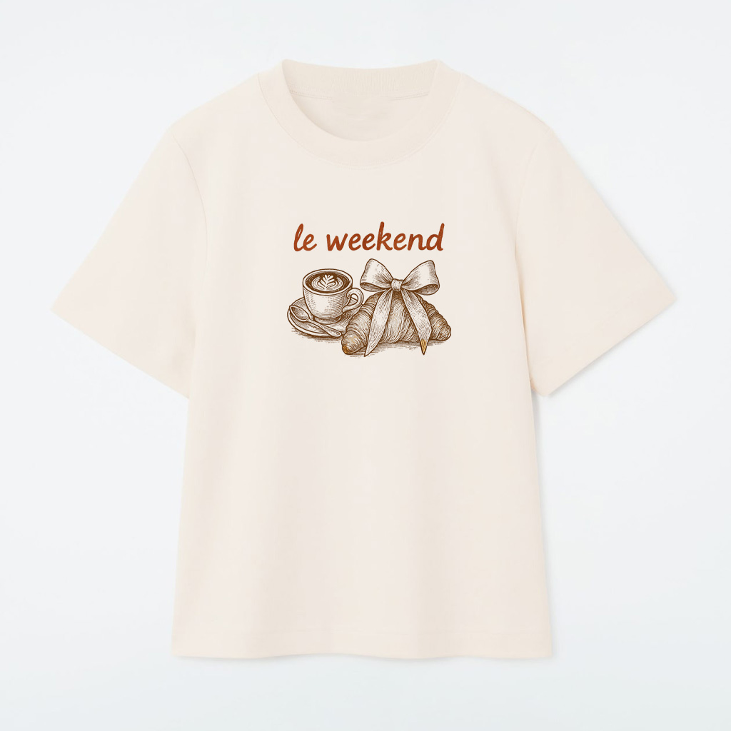 Le Weekend Coquette Bow Croissant Coffee Premium T-Shirt