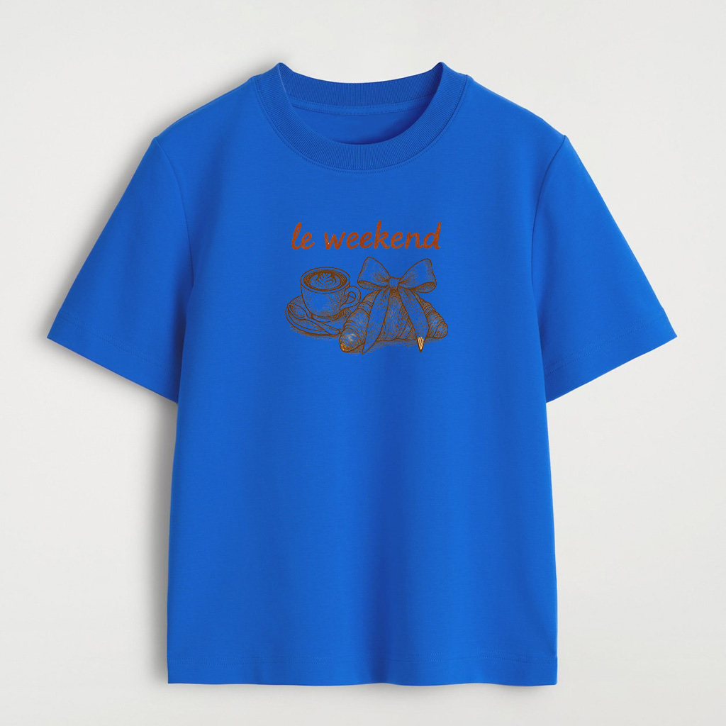 Le Weekend Coquette Bow Croissant Coffee Premium T-Shirt - Image 5