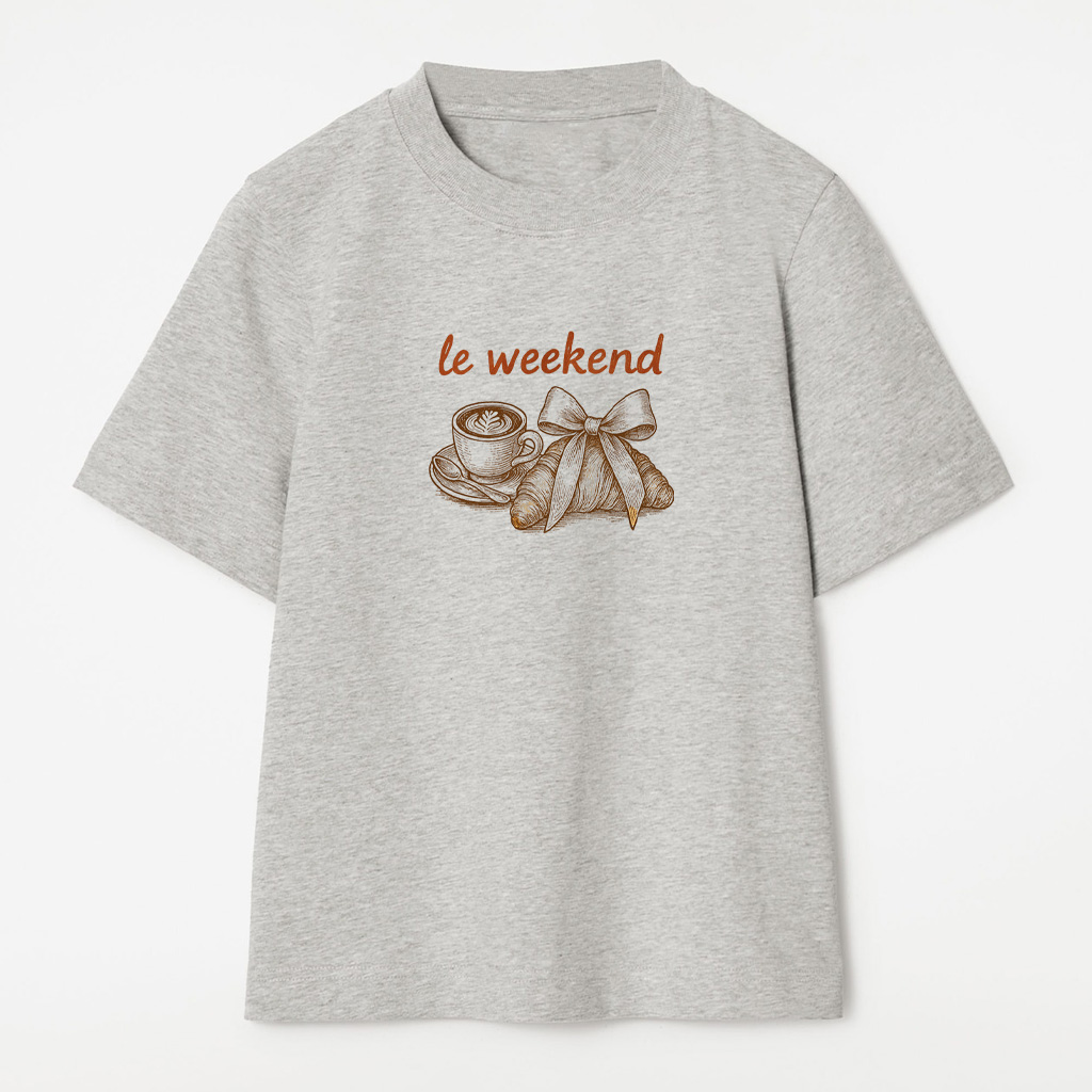 Le Weekend Coquette Bow Croissant Coffee Premium T-Shirt - Image 6