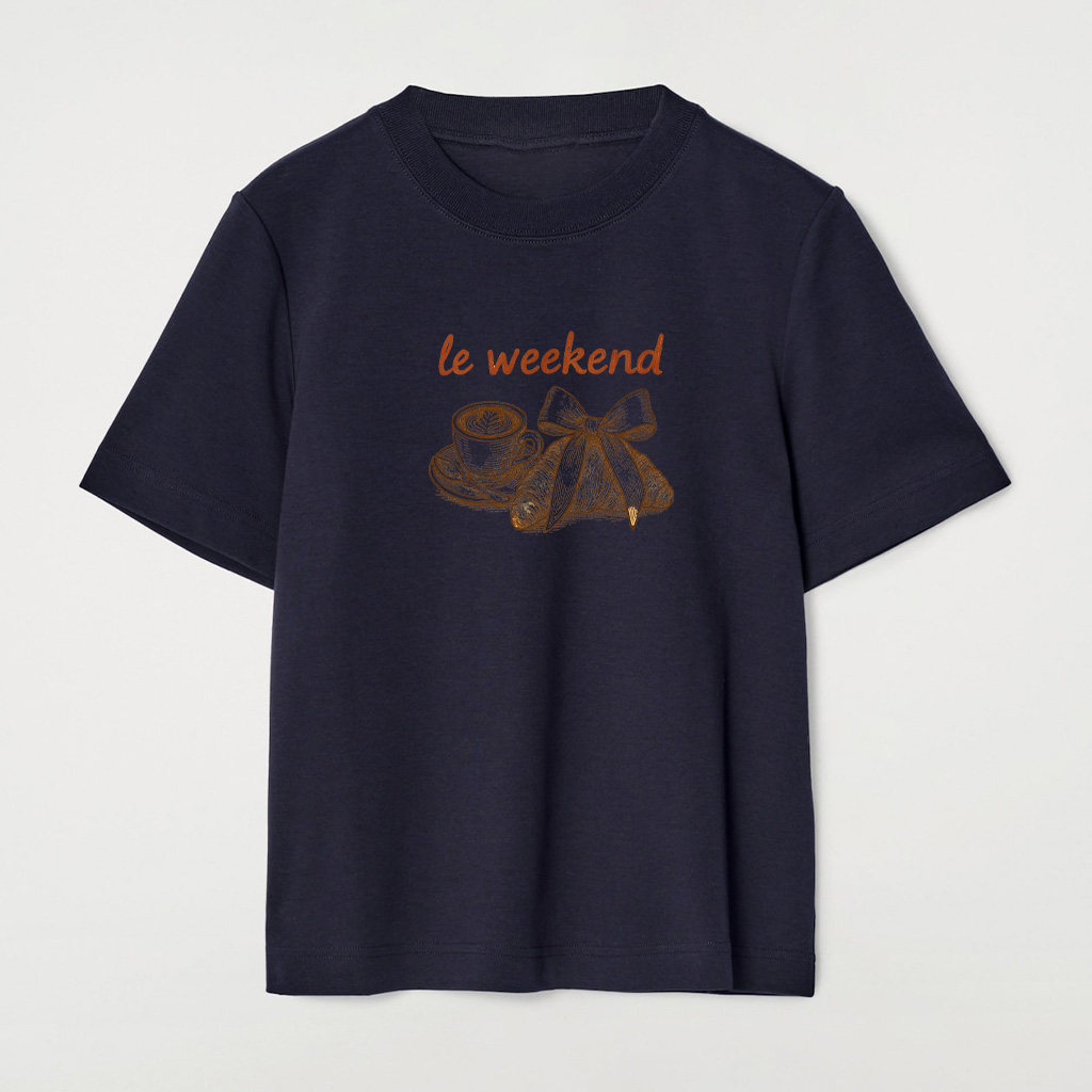 Le Weekend Coquette Bow Croissant Coffee Premium T-Shirt - Image 7