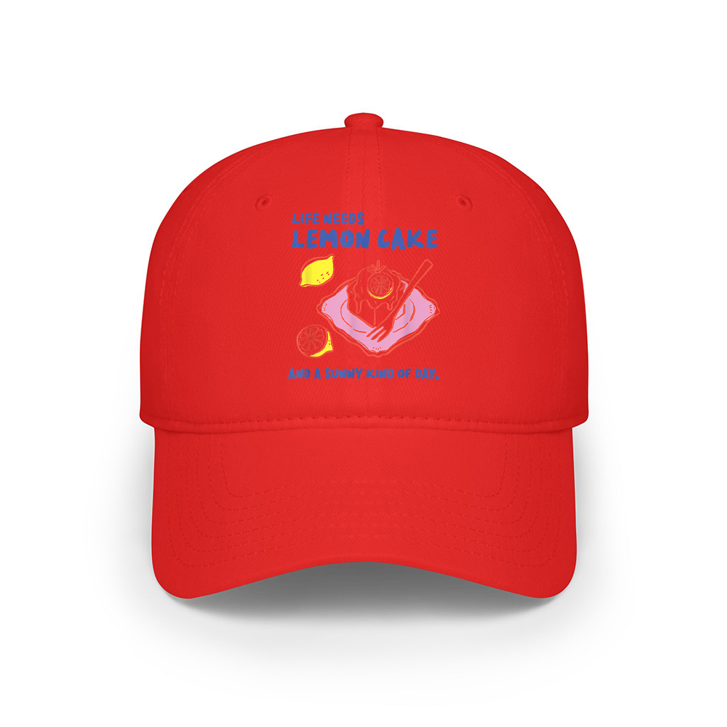 Life Needs Lemon Cake And A Sunny Kind Of Day Retro Dessert Cap - Image 4