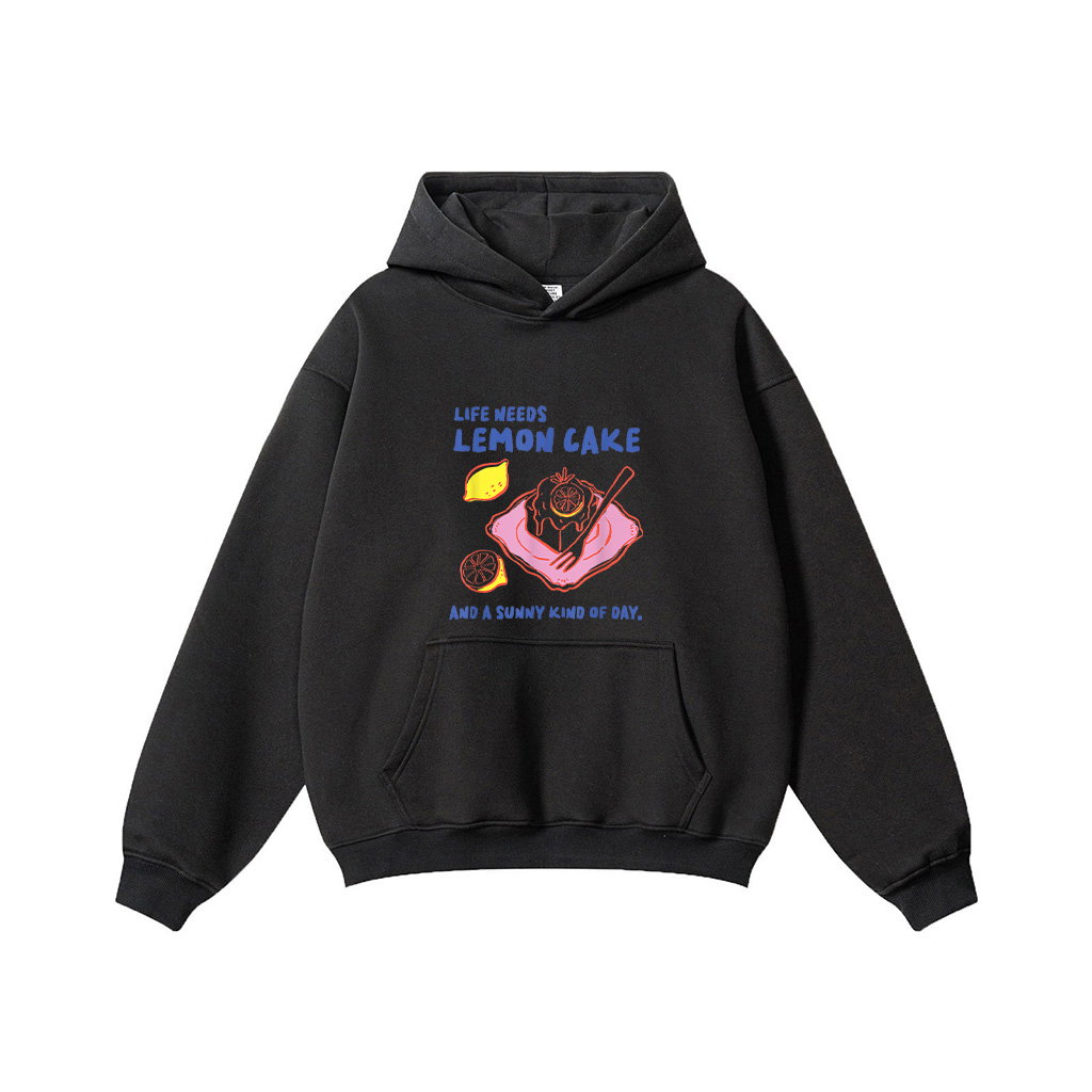 Life Needs Lemon Cake And A Sunny Kind Of Day Retro Dessert Hoodie - Image 3