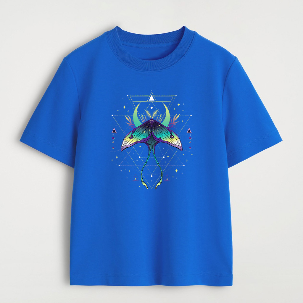 Luna Moth Aesthetic, Celestial Moth Vintage Crescent Moon T-Shirt - Image 5