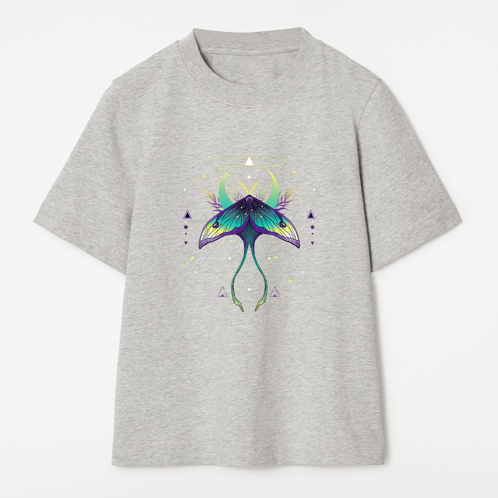 Luna Moth Aesthetic, Celestial Moth Vintage Crescent Moon T-Shirt - Image 6