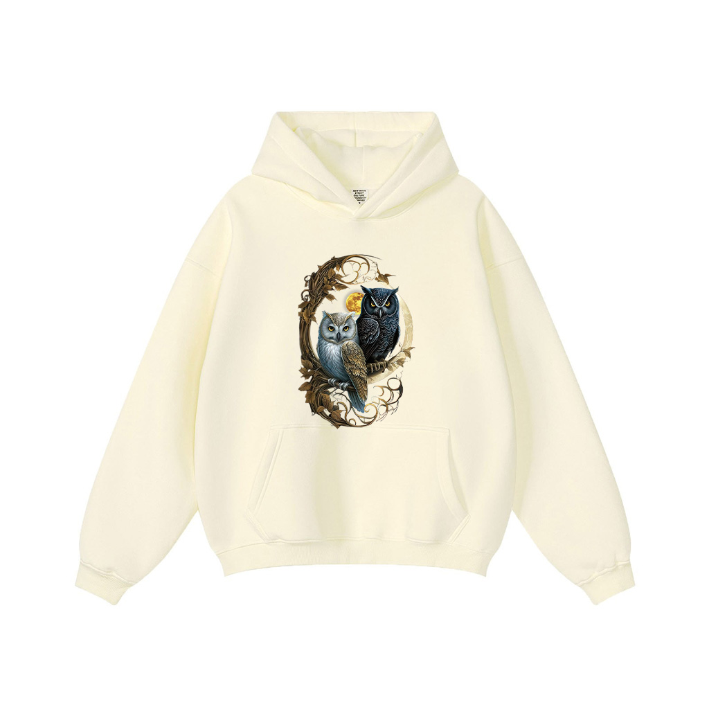 Moon Owl Birds Owl Gifts Graphic Hoodie