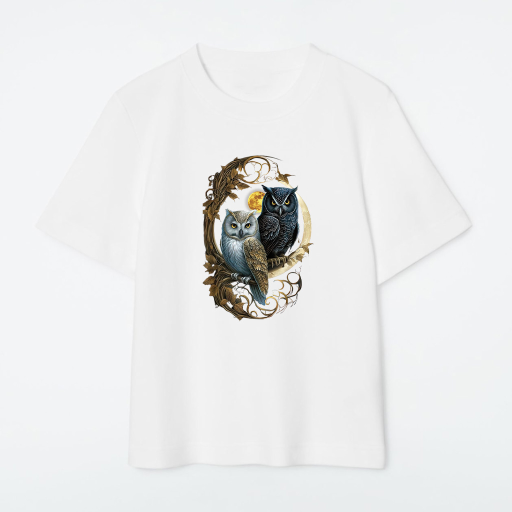 Moon Owl Birds Owl Gifts Graphic T-Shirt - Image 3