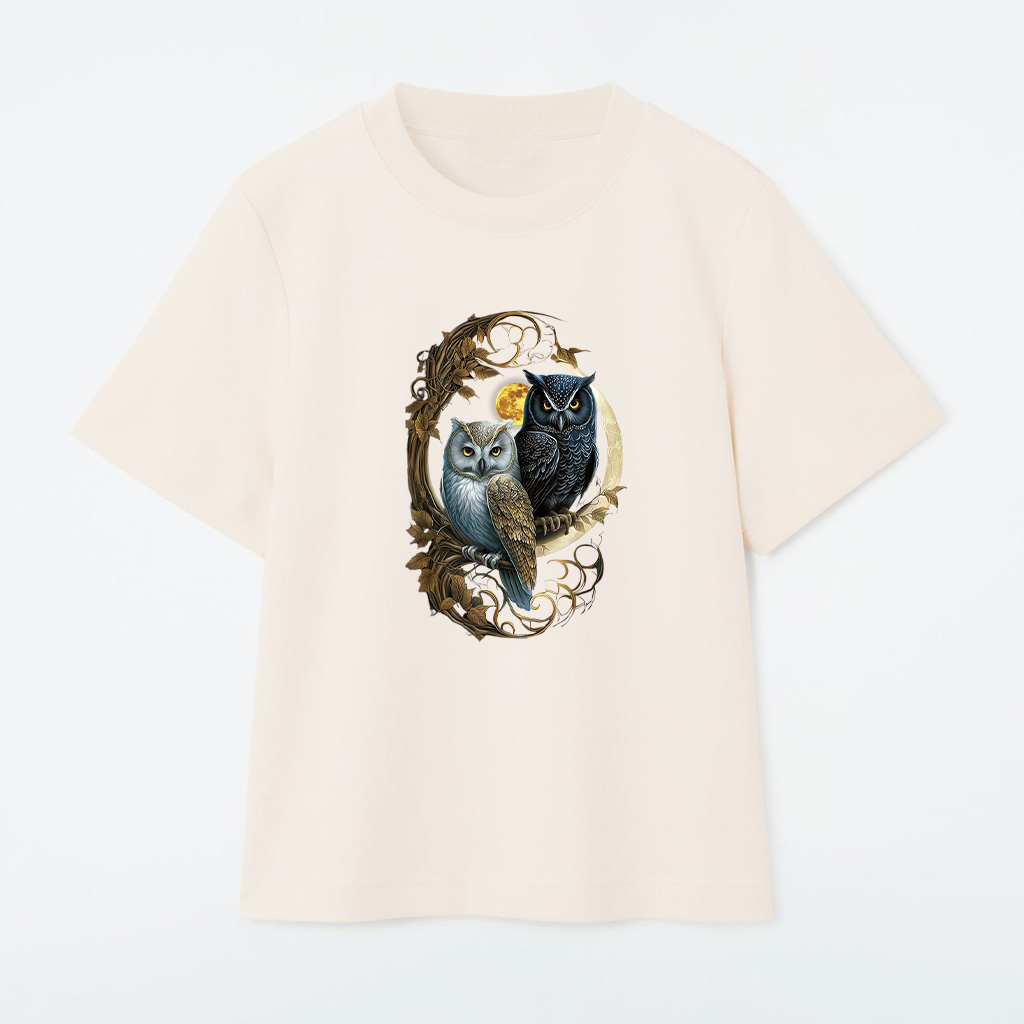 Moon Owl Birds Owl Gifts Graphic T-Shirt