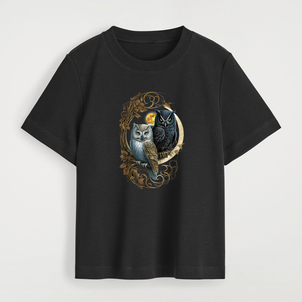 Moon Owl Birds Owl Gifts Graphic T-Shirt - Image 4