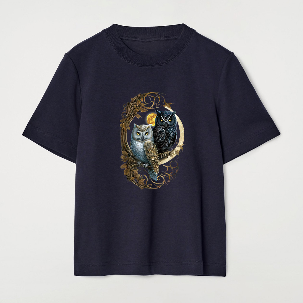 Moon Owl Birds Owl Gifts Graphic T-Shirt - Image 7