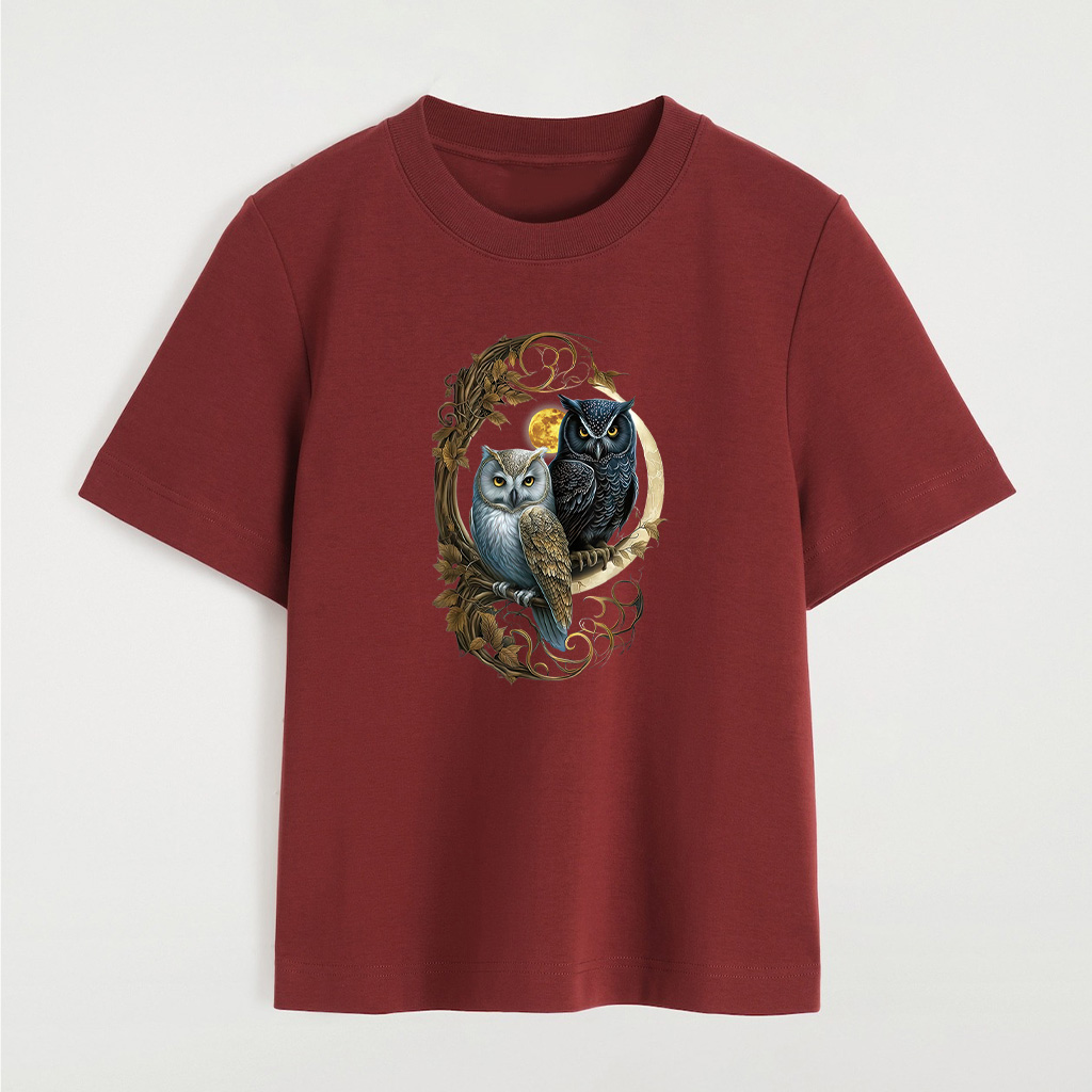 Moon Owl Birds Owl Gifts Graphic T-Shirt - Image 8