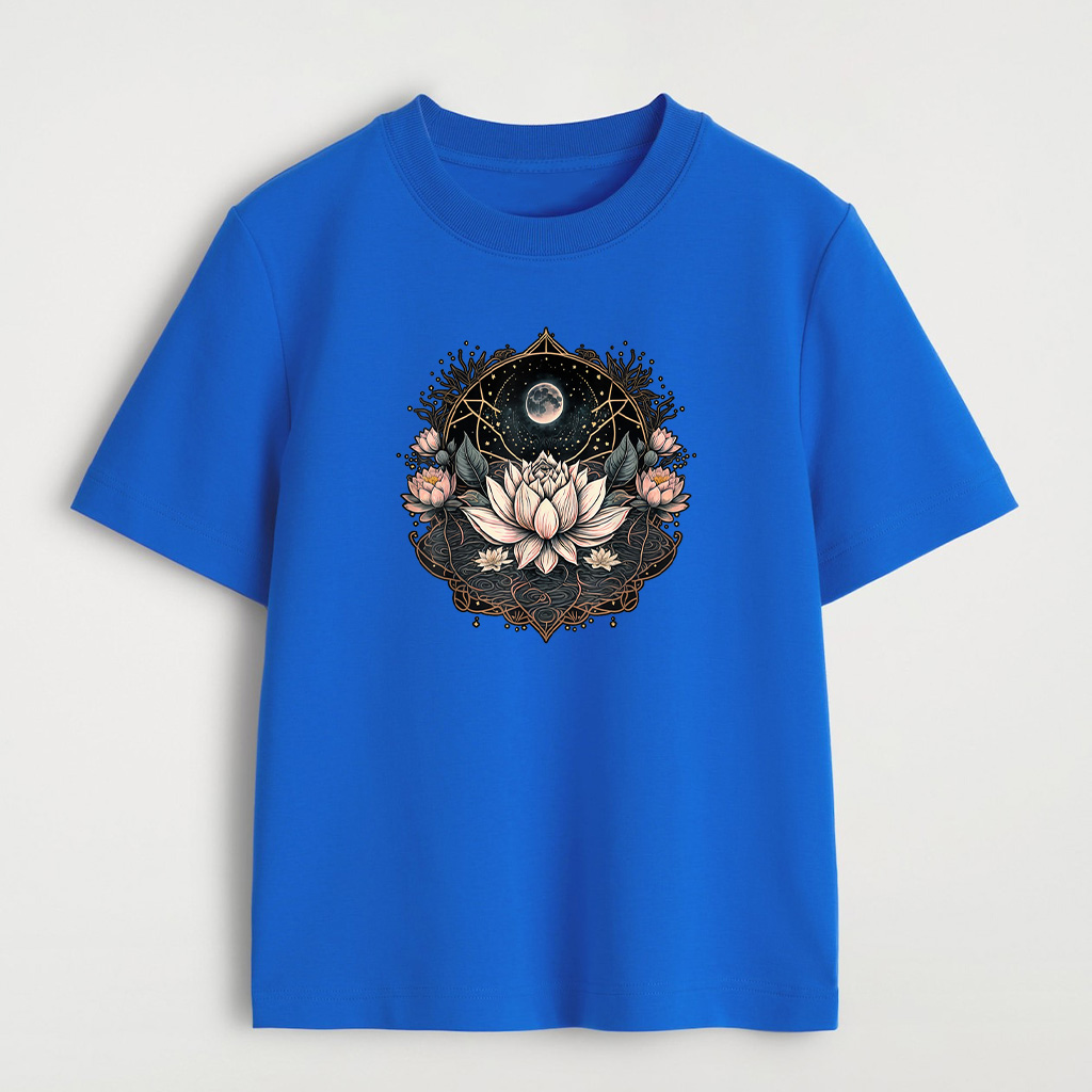 Moon Yoga Meditation Lotus Flower On Celestial Lunar Lotus T-Shirt - Image 5