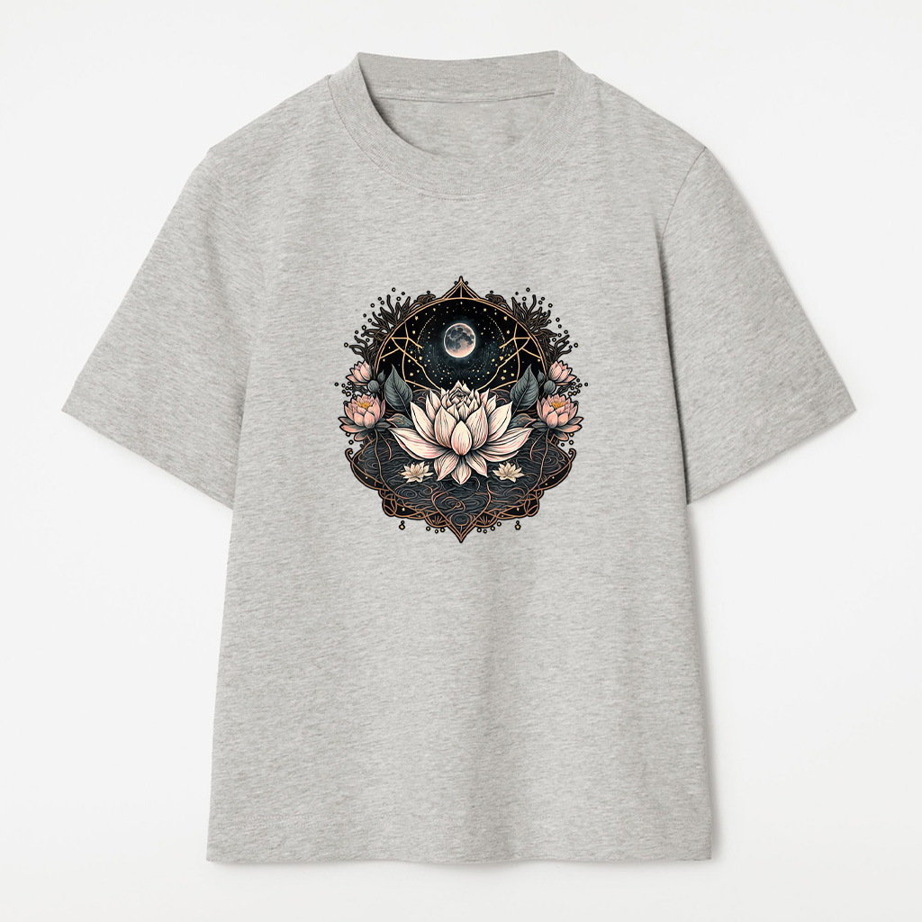 Moon Yoga Meditation Lotus Flower On Celestial Lunar Lotus T-Shirt - Image 6