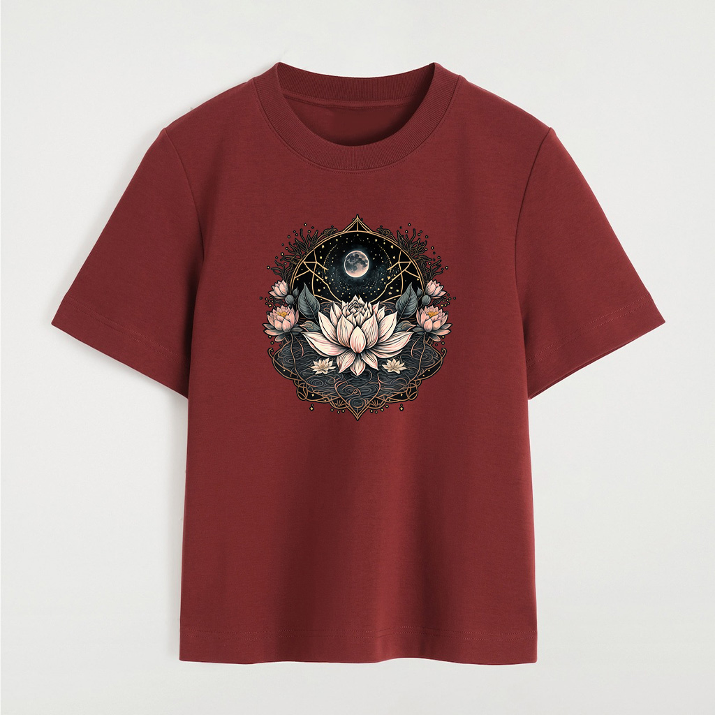 Moon Yoga Meditation Lotus Flower On Celestial Lunar Lotus T-Shirt - Image 8