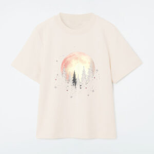 Retro Full Moon Minimalist Pine Tree Vintage T-Shirt