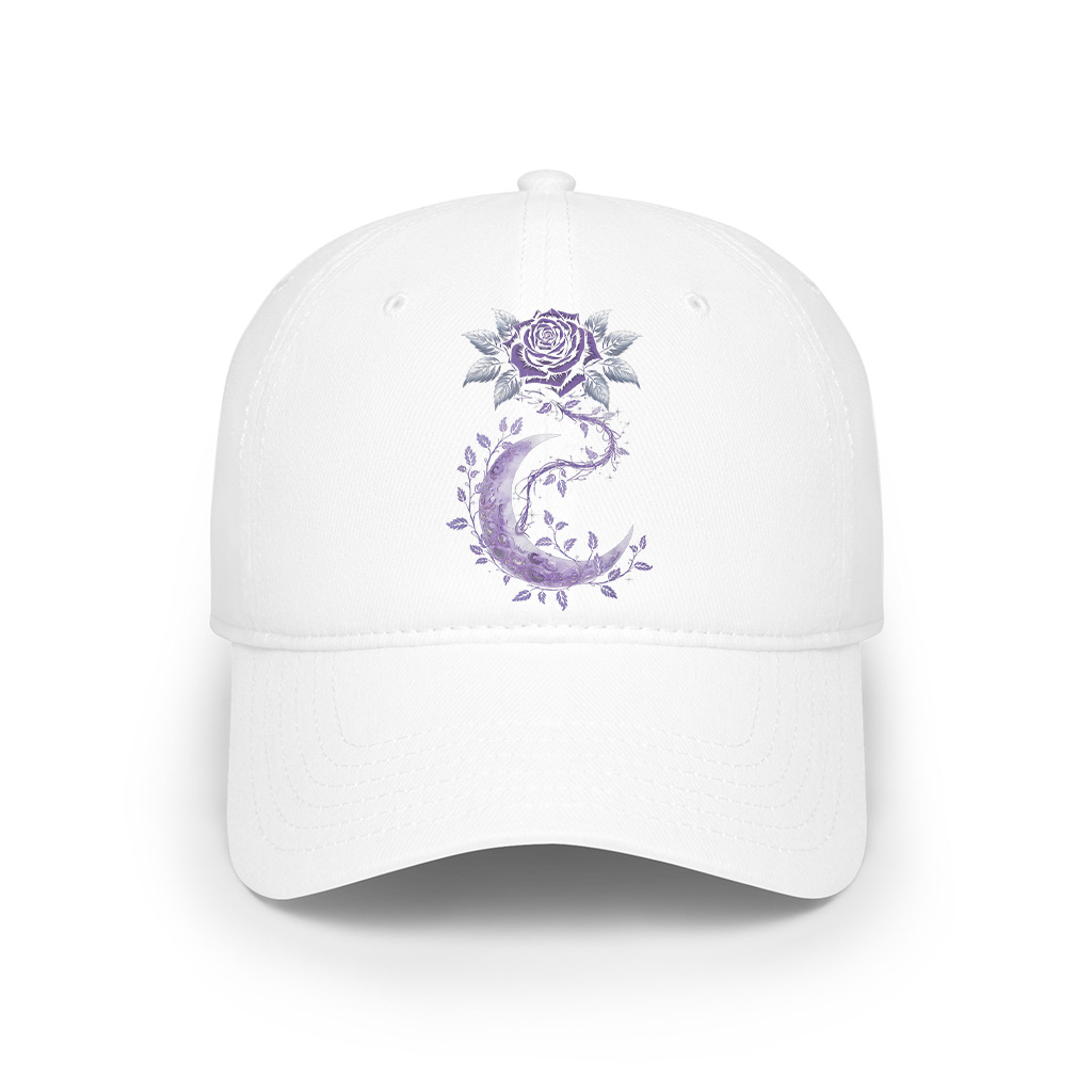 Rose Crescent Moon Floral Witchy Mystical Cap - Image 3
