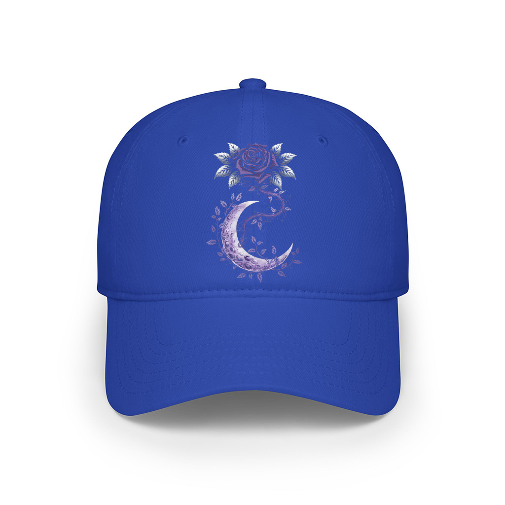 Rose Crescent Moon Floral Witchy Mystical Cap