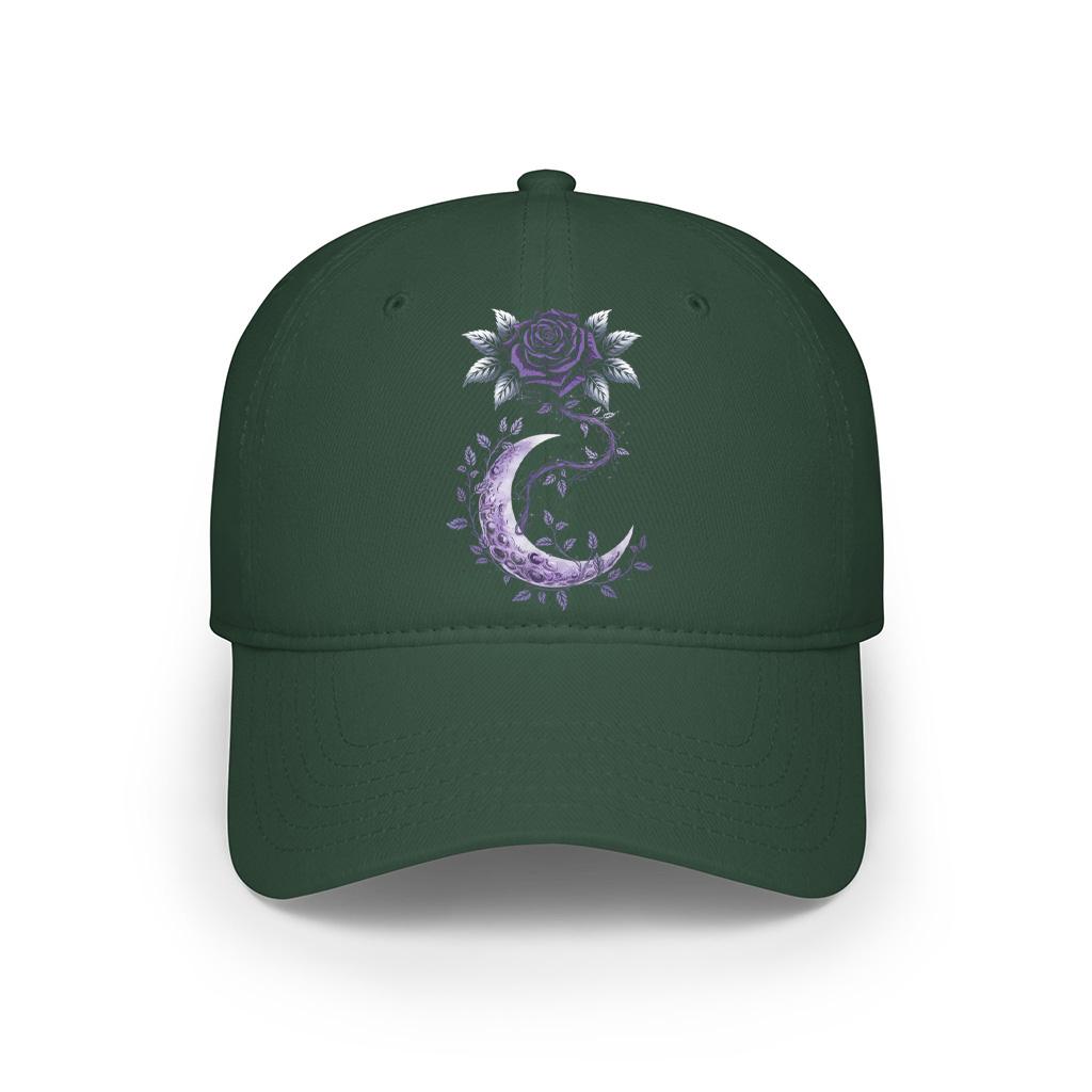 Rose Crescent Moon Floral Witchy Mystical Cap - Image 4