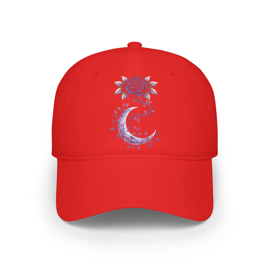 Rose Crescent Moon Floral Witchy Mystical Cap - Image 5