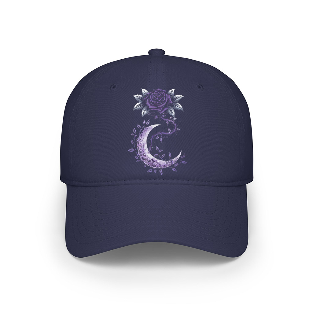 Rose Crescent Moon Floral Witchy Mystical Cap - Image 6