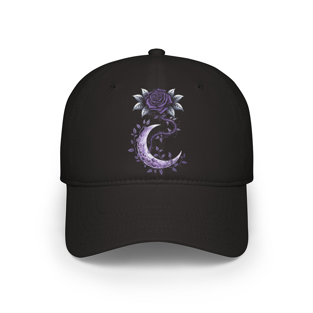 Rose Crescent Moon Floral Witchy Mystical Cap - Image 7