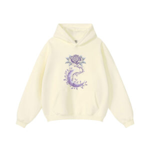 Rose Crescent Moon Floral Witchy Mystical Hoodie