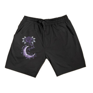 Rose Crescent Moon Floral Witchy Mystical Shorts