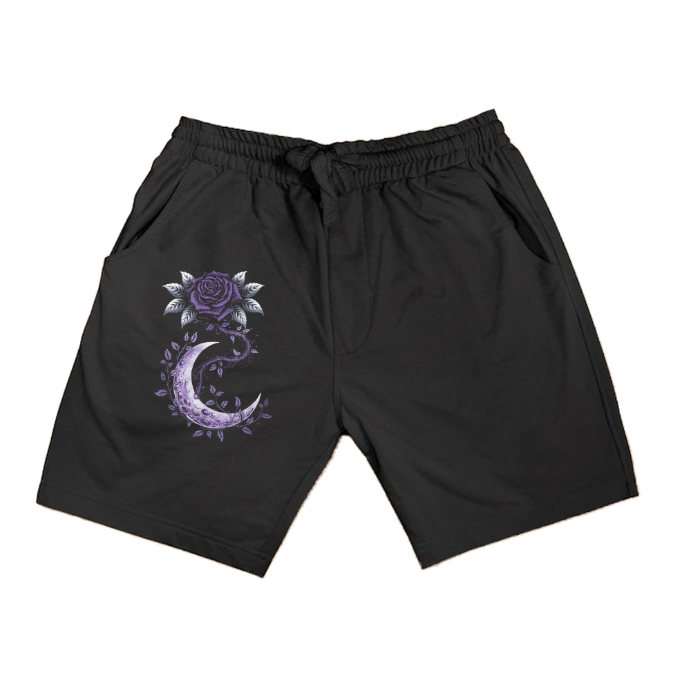 Rose Crescent Moon Floral Witchy Mystical Shorts