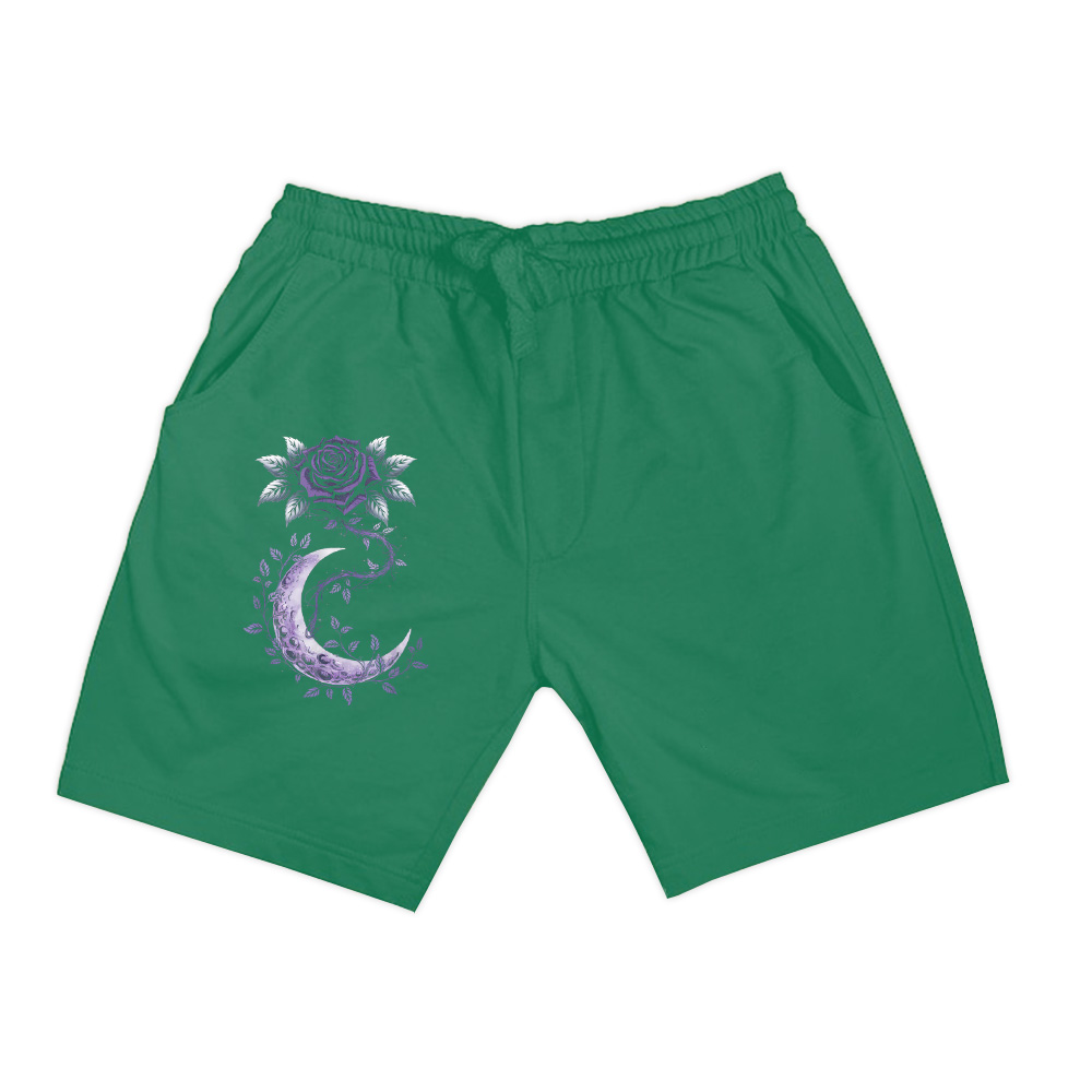 Rose Crescent Moon Floral Witchy Mystical Shorts - Image 5