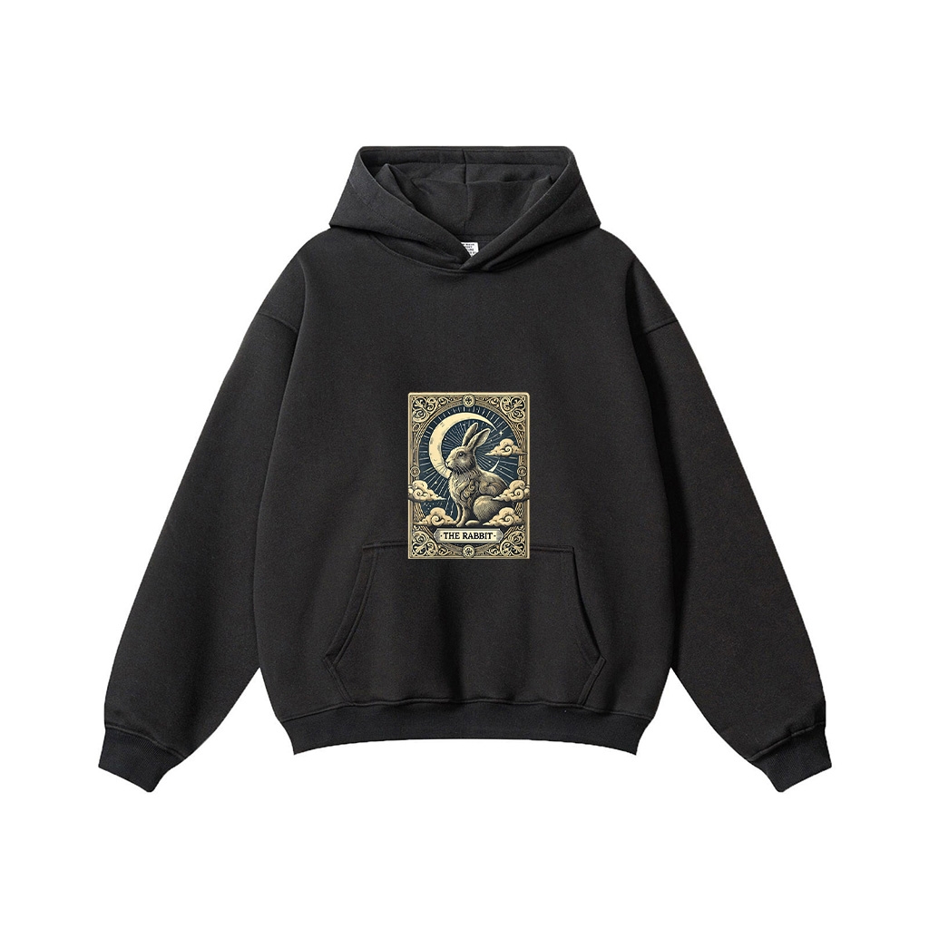 Tarot Card Vintage Crescent Moon Rabbit Animal Lovers Hoodie - Image 3
