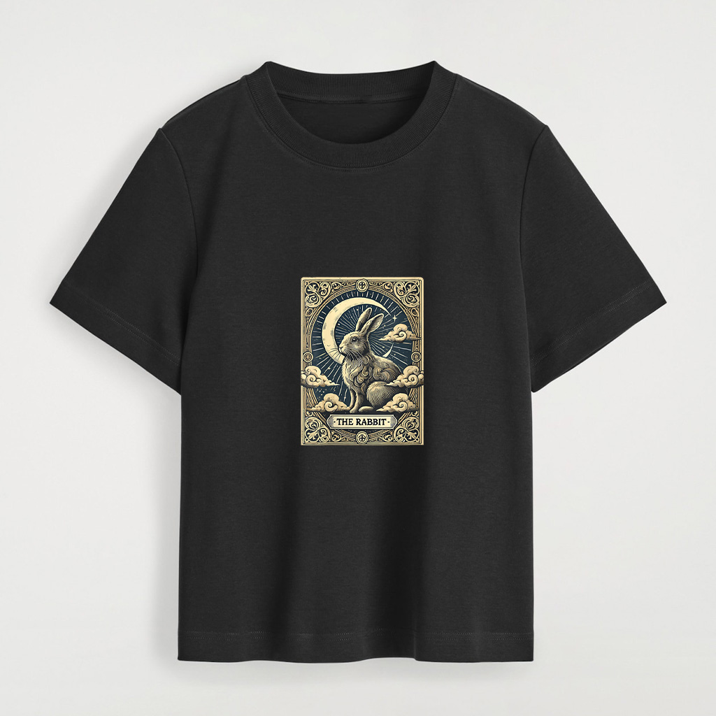 Tarot Card Vintage Crescent Moon Rabbit Animal Lovers T-Shirt - Image 3