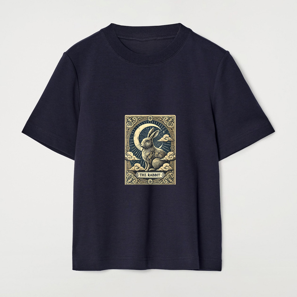 Tarot Card Vintage Crescent Moon Rabbit Animal Lovers T-Shirt - Image 6