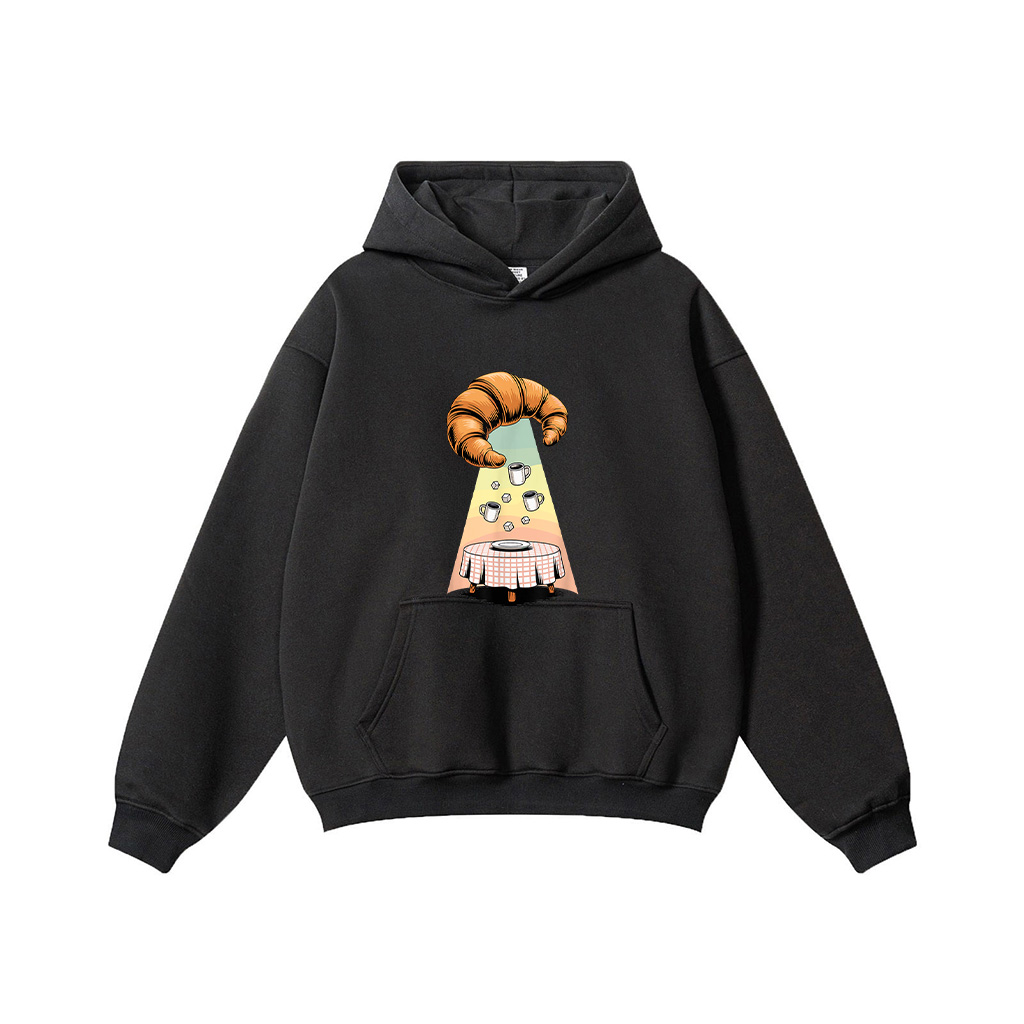 UFO Croissant Coffee Caffeine Croissants Hoodie - Image 3