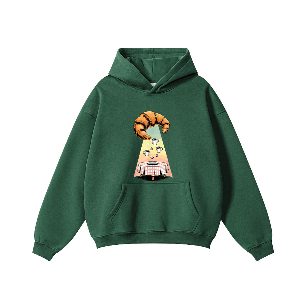 UFO Croissant Coffee Caffeine Croissants Hoodie - Image 4