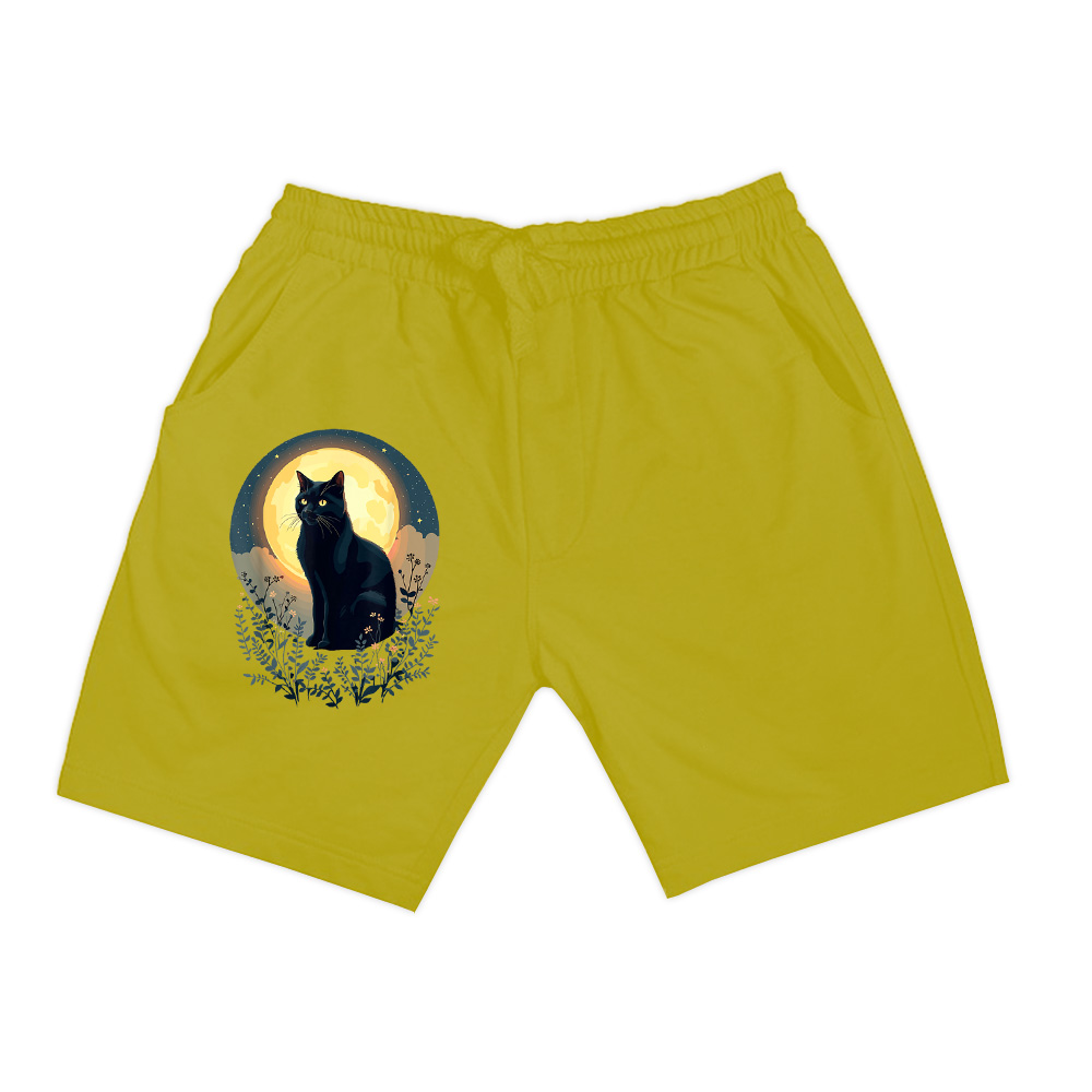 Vintage Black Cat Full Moon Cats Kitten Lover Art Style Shorts - Image 6