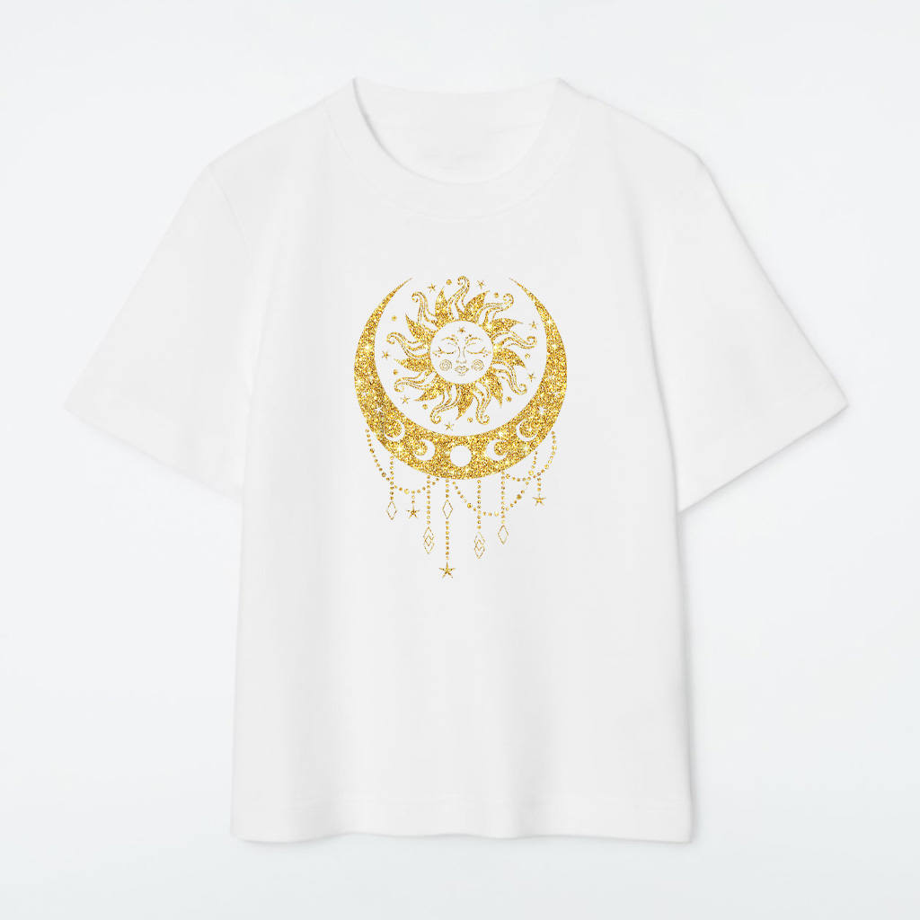 Vintage Celestial Sun Moon Astrology Moon Phases Bohemian T-Shirt - Image 3