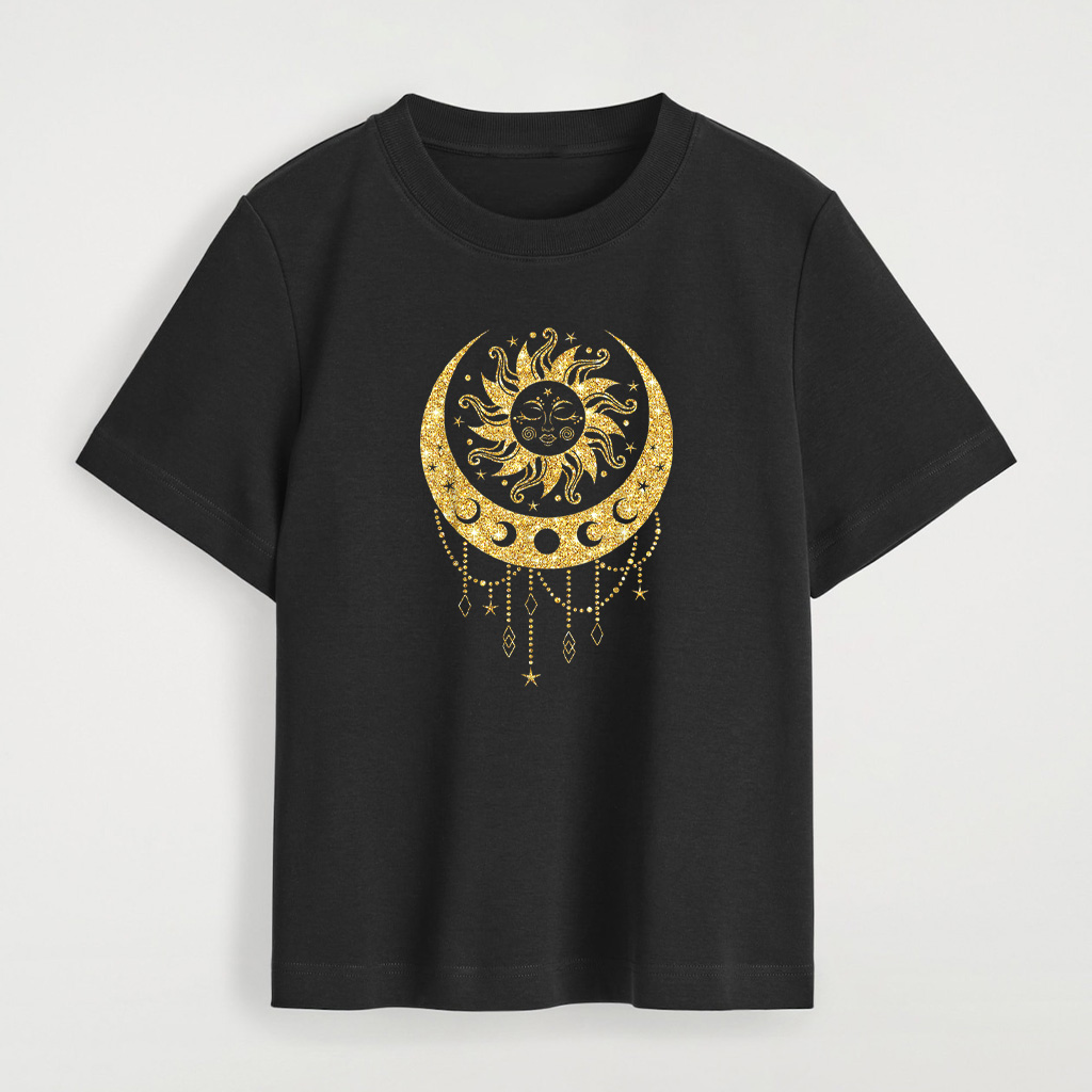 Vintage Celestial Sun Moon Astrology Moon Phases Bohemian T-Shirt - Image 4