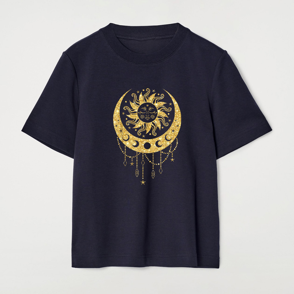 Vintage Celestial Sun Moon Astrology Moon Phases Bohemian T-Shirt - Image 7