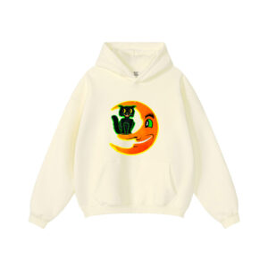 Vintage Halloween Beistle Cat On The Moon Horror Gift Hoodie