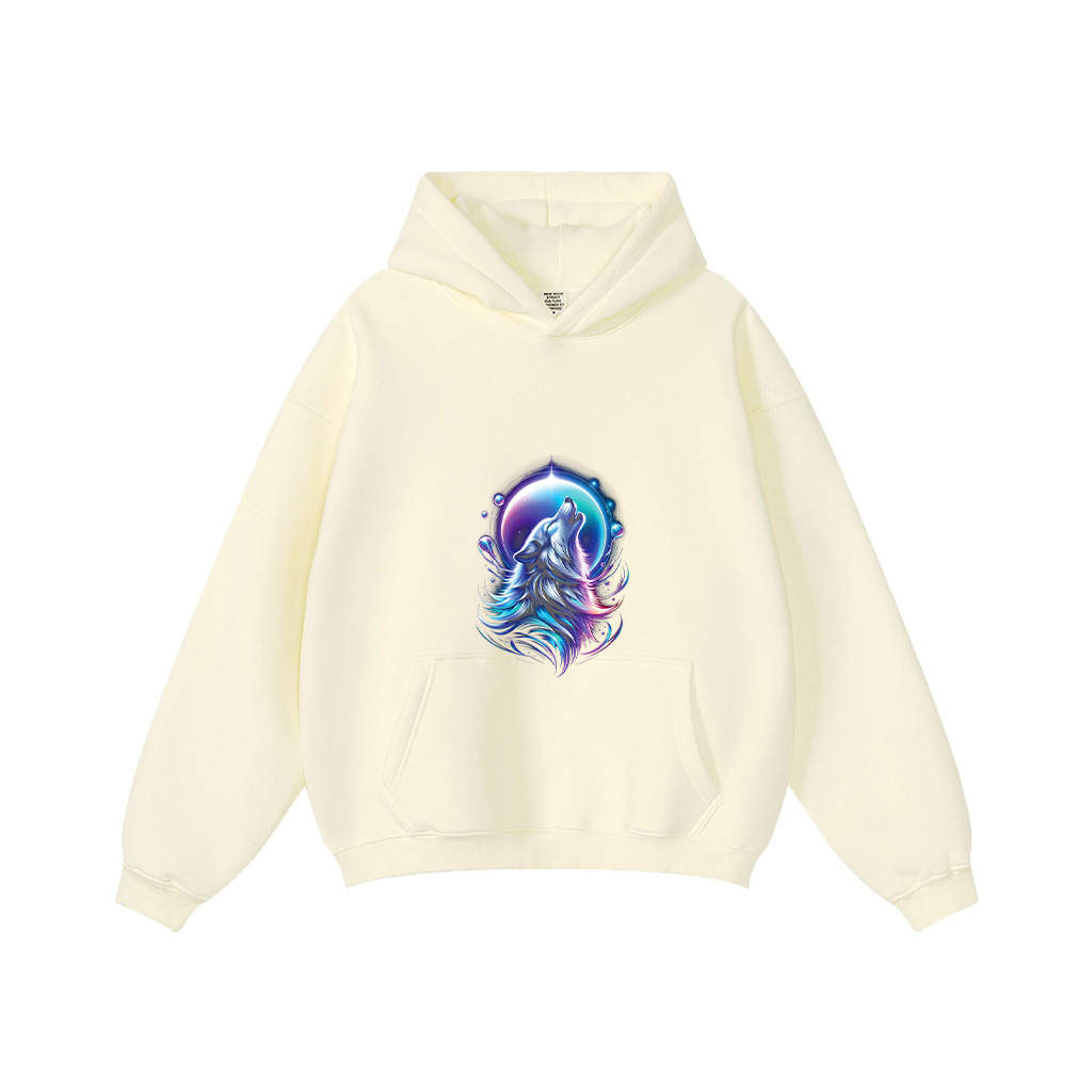 Wolf Forest Moon Vintage Cosmic Howling Wolf Lover Graphic Hoodie