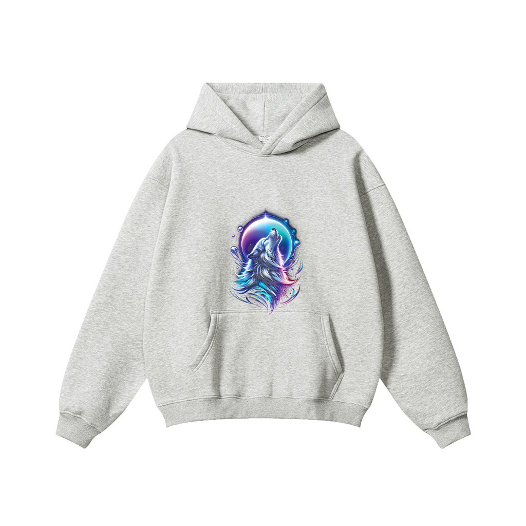 Wolf Forest Moon Vintage Cosmic Howling Wolf Lover Graphic Hoodie - Image 6