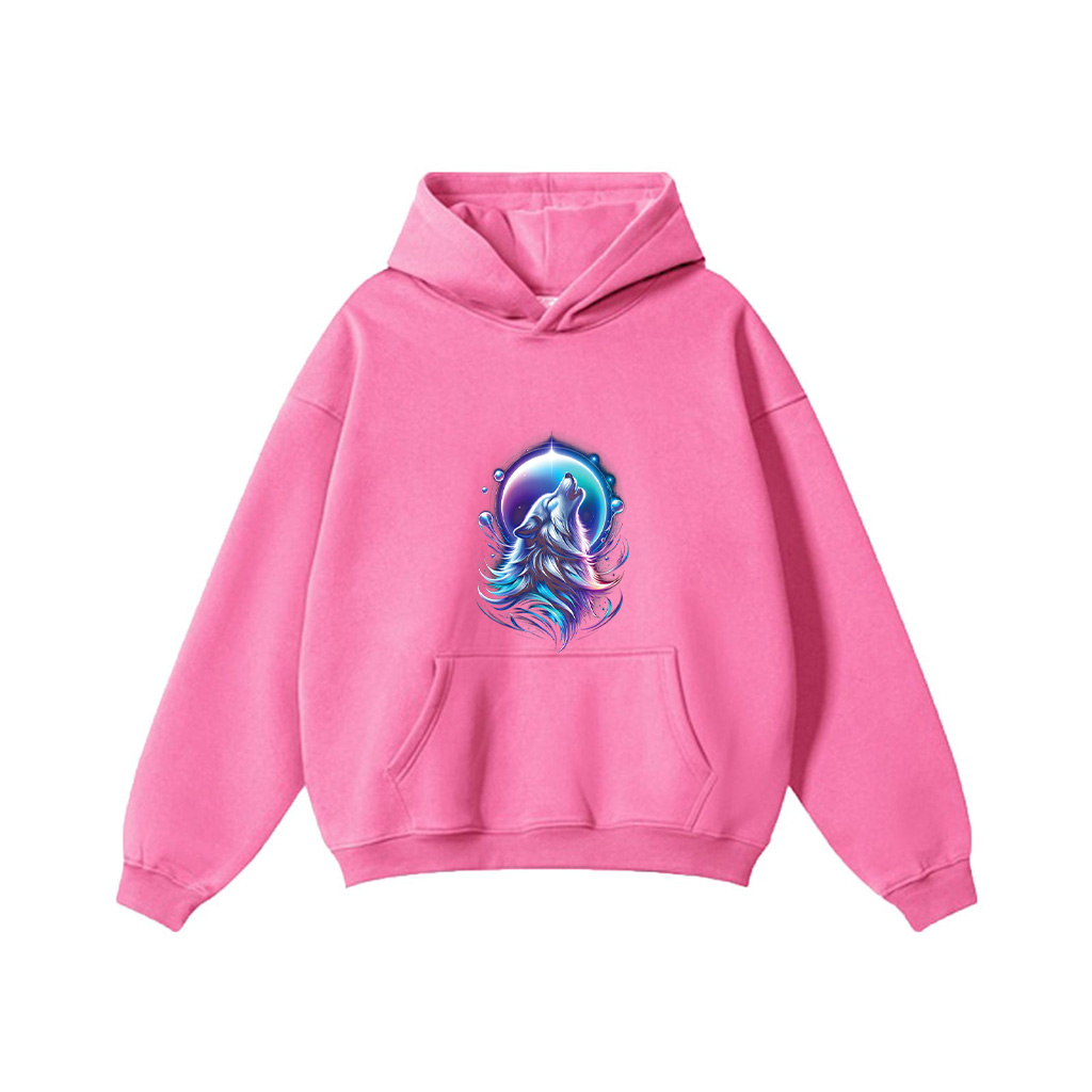 Wolf Forest Moon Vintage Cosmic Howling Wolf Lover Graphic Hoodie - Image 7