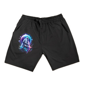Wolf Forest Moon Vintage Cosmic Howling Wolf Lover Graphic Shorts